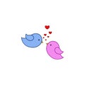 Bird, love, heart, valentineÃ¢â¬â¢s day icon. Element of color Valentine's Day. Premium quality graphic design icon. Signs and Royalty Free Stock Photo